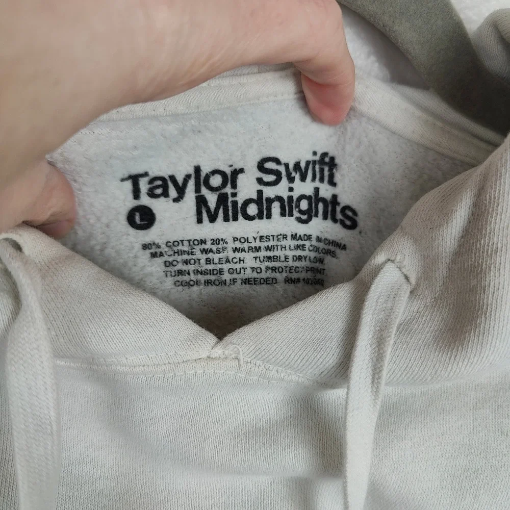 Taylor Swift Midnights Album Graphic Hoodie White Oversized Concert Merch Size L - Picture 6 of 10